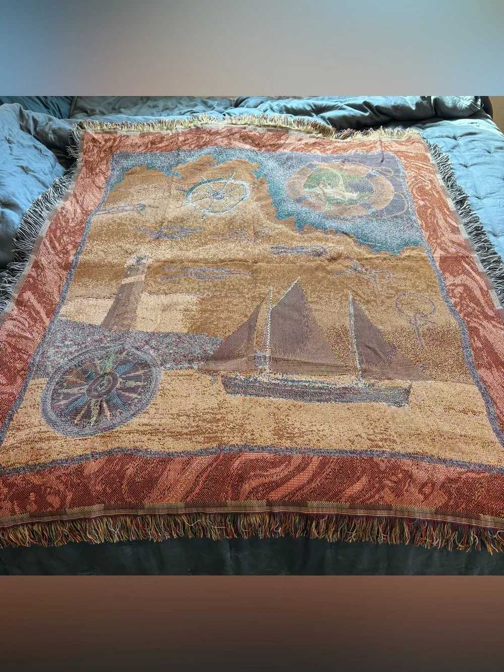 Vintage Nautical Sailboat Throw/Tapestry